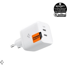 Spigen 45W GaN USB-C 2 Port Mini Adaptör - Samsung PPS 2.0 Destekli Hızlı Şarj Aleti iPhone & Android & iPad & MacBook Type-C PE2105 White - ACH03717