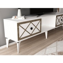 Demonte Home Mobilya Helendh Tv Ünitesi Takımı Beyaz-(Ceviz Desen)