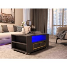Demonte Home Mobilya Calvindh LED Aydınlatmalı ,spot Işıklı  Tv Ünitesi, Orta Sehpa ve Konsol Salon Takımı Antrasit-Altın