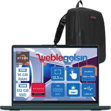 Lenovo Yoga 6 Ryzen 7 7730U 16GB 512GB SSD 13.3" IPS 300NITS Wuxga Dolby Vision Freedos Taşınabilir Bilgisayar L83B2008RTXF02 + Zetta Çanta