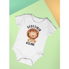 Naturalp Dedesinin Aslanı Bebek Body Kısa Kollu Badi Çıtçıtlı Zıbın Organik %100 Pamuk