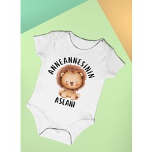 Naturalp Anneannesinin Aslanı Bebek Body Kısa Kollu Badi Çıtçıtlı Zıbın Organik %100 Pamuk