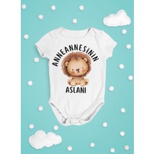 Naturalp Anneannesinin Aslanı Bebek Body Kısa Kollu Badi Çıtçıtlı Zıbın Organik %100 Pamuk