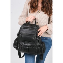 Monalisa Home Kadın Çok Bölmeli Yıkama Deri Sırt Çanta