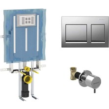 Geberit Alpha Kombifix Duvariçi Gömme Rezervuar Seti 8cm + Mat Krom Kapak