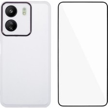 4U Sky Anti-Düşen Telefon Kılıfı Xiaomi Poco C65 4g Tpu Kılıf Temperli Cam-Şeffaf Beyaz ile Elektroliz Çerçeve (Yurt Dışından)