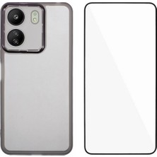 4U Sky Anti-Düşen Telefon Kılıfı Için Xiaomi Poco C65 4g Tpu Kılıf Temperli Cam-Şeffaf Siyah ile Elektroliz Çerçeve (Yurt Dışından)