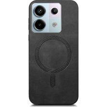 4U Sky Anti-Düşen Telefon Kılıfı Için Xiaomi Poco X6 5g Deri Arka Kılıf Magsafe Cilt-Dokunmatik Telefon Kapak-Siyah ile Uyumlu (Yurt Dışından)