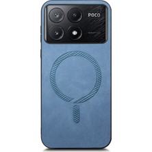 4U Sky Anti-Düşen Telefon Kılıfı Için Xiaomi Poco X6 Pro 5g Deri Arka Kılıf Magsafe Cilt-Dokunmatik Telefon Kapak-Mavi ile Uyumlu (Yurt Dışından)
