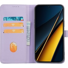 4U Sky Anti-Düşen Telefon Kılıfı Için Xiaomi Poco X6 Pro 5g Durumda Manyetik Toka Dört Yapraklı Yonca Deri Telefon Kapağı-Açık Mor (Yurt Dışından)