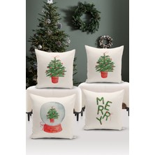 Bertille Home Yılbaşı Serisi Çift Tarafı Dijital Baskılı  4'lü Kırlent Kılıfı Seti (Christmas Noel Cushion Cover)