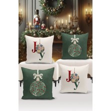 Bertille Home Yılbaşı Serisi Çift Tarafı Dijital Baskılı  4'lü Kırlent Kılıfı Seti (Christmas Noel Cushion Cover)