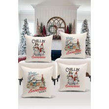 Bertille Home Yılbaşı Serisi Çift Tarafı Dijital Baskılı  4'lü Kırlent Kılıfı Seti (Christmas Noel Cushion Cover)