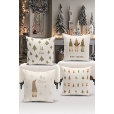 Bertille Home Yılbaşı Serisi Çift Tarafı Dijital Baskılı  4'lü Kırlent Kılıfı Seti (Christmas Noel Cushion Cover)