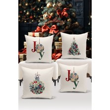 Bertille Home Yılbaşı Serisi Çift Tarafı Dijital Baskılı  4'lü Kırlent Kılıfı Seti (Christmas Noel Cushion Cover)