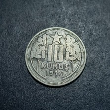 Escoines Koleksiyon 1936 10KURUŞ (Rr) Nadir Çıkar Çt/çt+ Eski Yerli Madeni Para ( 10 Kuruş (1936) )