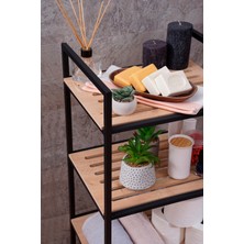 Mudesa Metal - Ahşap Dekoratif Açık Banyo Dolabı Havluluk Sabunluk Çok Amaçlı Raf