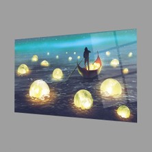 Exela Home Ay Toplayıcı Renkli Soyut 4mm Dayanıklı Cam Tablo Temperli Cam, Colourful Abstract Glass Wall Decor