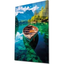 Exela Home Kayık Manzara Cam Tablo Hediyelik Büyük Tablo Ev Ofis Dekoru