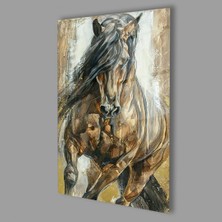 Exela Home Kahverengi At 4mm Dayanıklı Cam Tablo Temperli Cam, Brown Horse Glass Wall Decor