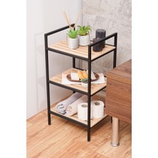 Mudesa Metal Ahşap Dekoratif Banyo Rafı 3 Raflı Açık Banyo Dolabı Havluluk Sabunluk Çok Amaçlı Organizer