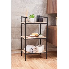 Mudesa Metal Ahşap Dekoratif Banyo Rafı 3 Raflı Açık Banyo Dolabı Havluluk Sabunluk Çok Amaçlı Organizer