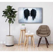 Exela Home Siyah Kanatlar Cam Tablo 4mm Dayanıklı Temperli Cam