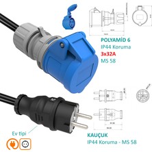 Hgsşarj 5m, 10M, 15M, 20M - 3X32A 220V ile Çalışan Cihazınızı, 220V Ev Tipi Prize Bağlar. Elektrikli Araç Şarj Istasyonu Dönüştürücü Adaptör