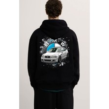 Swozz Bmw E46 Ön ve Sırt Baskılı 3 Iplik Kalın Kışlık Özel Tasarım Unisex Oversize Sweatshirt Hoodie