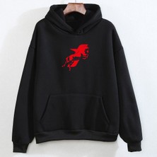 Swozz Motive Taycan Baskılı 3 Iplik Kalın Kışlık Sweatshirt Hoodie