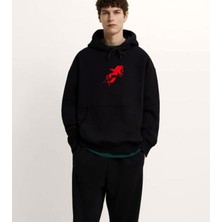 Swozz Motive Taycan Baskılı 3 Iplik Kalın Kışlık Sweatshirt Hoodie