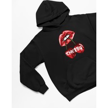 Swozz Cherry Baskılı 3 Iplik Kalın Kışlık Özel Tasarım Kadın Sweatshirt Hoodie