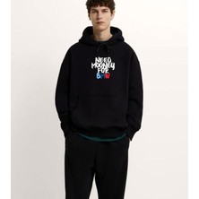 Swozz Need Money For Bmw Baskılı Siyah 3 Ip Kalın Kumaş Unisex Sweatshirt Hoodie