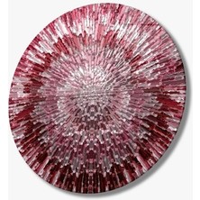 Exela Home Kırmızı Beyaz Soyut Yuvarlak Cam Tablo