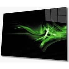 Exela Home Yeşil Siyah Cam Tablo 4mm Dayanıklı Temperli Cam Green Black Glass Wall Art