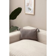 Bugi Home Collection Evlina Home  Gri Rengi 4 Püsküllü Tek Renk Kırlent Kılıfı 35X50