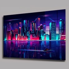 Exela Home Neon Işıklarla Aydınlanan Şehir Manzarası Tablosu
