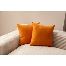 Bugi Home Collection Tek Renk 2'li Kırlent Kılıfı Hardal Rengi 43X43