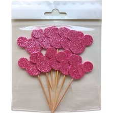 Ngüzel Party Minnie Mouse Pembe Simli Parti Kürdan 20'li