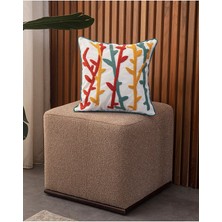 Bugi Home Collection Tekli Premium Punch Işlemeli Nakışlı Çiçek Temalı Kırlent Kılıfı