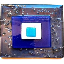 Mediterian Dekoratif Cam Gider Kapağı, Banyo ve Tuvalet İçin 10x10 cm, Set