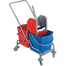 Mediterian Metal Araba -Metal Pres Çift Kovalı Temizlik Arabası