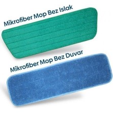 Mediterian Mikrofiber Mop Yedek Bezleri 2'li Set, Islak ve Duvar, Renk: Mavi, Yeşil