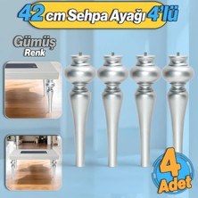 Badem10 Damla Plastik 4 Adet Sehpa Ayağı 42 cm Gümüş Orta Sehpası Ayak Zigon Sehpa Mobilya Ayakları Gri