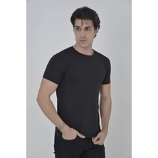 Asgard Wear Erkek Yandan Fermuarli Slim Fit T-Shirt - Siyah