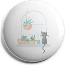 Major Selection Kedi ve Çiçek Iğneli Çanta Rozeti