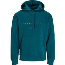 Jack & Jones JJESTAR JJ SWEAT HOOD NOO Petrol Erkek Sweatshirt