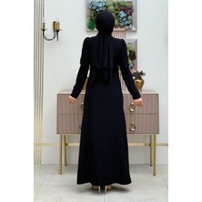 Bym Fashion Omuz ve Bel Kısmı Taş Detaylı Abiye Elbise 3909 Siyah