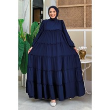 Bym Fashion Katlı Salaş Elbise 6023 Lacivert
