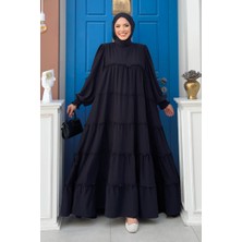 Bym Fashion Katlı Salaş Elbise 6023 Siyah